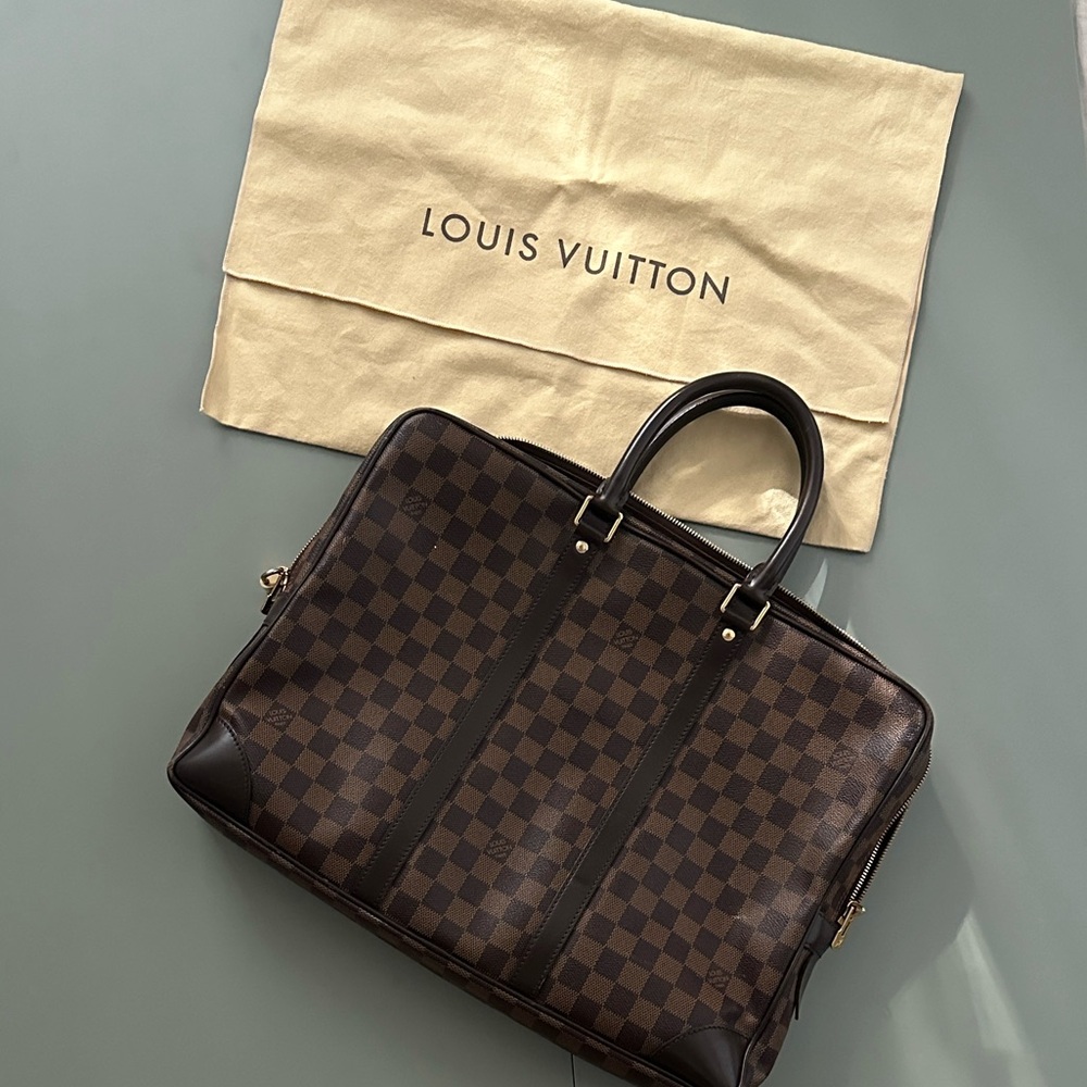 Louis Vuitton Porte- documents Voyage, Damier Brown Leather